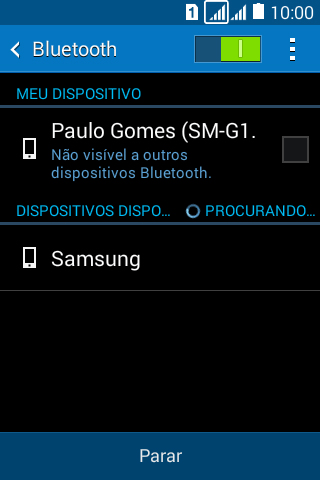 Pressione o dispositivo Bluetooth desejado, e siga as instruções da tela para conectar o dispositivo ao seu celular. Pressione o dispositivo Bluetooth desejado, e siga as instruções da tela para conectar o dispositivo ao seu celular.