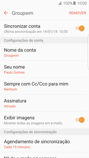 Pressione Nome da conta. Pressione Nome da conta.