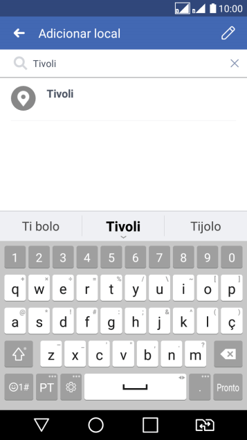 Pressione o local desejado. Pressione o local desejado.