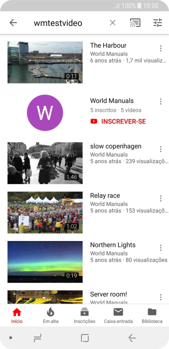 Pressione o vídeo desejado. Pressione o vídeo desejado.