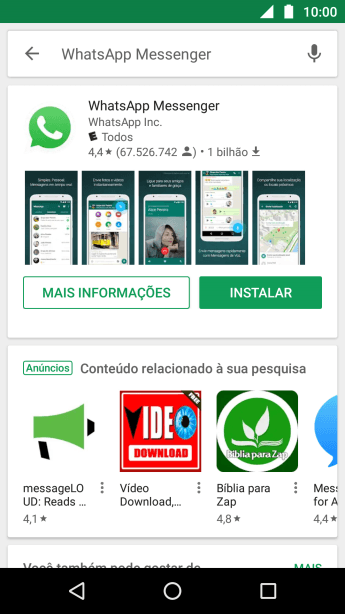 Pressione WhatsApp Messenger. Pressione WhatsApp Messenger.