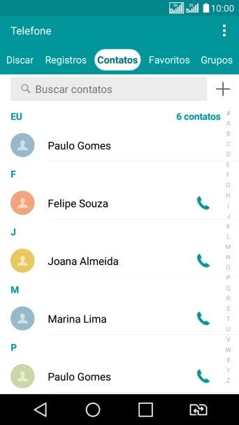 Pressione o ícone de novo contato. Pressione o ícone de novo contato.