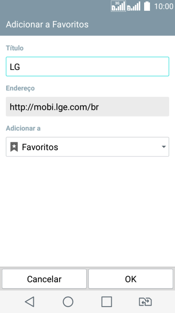 Digite o nome do favorito, e pressione OK. Digite o nome do favorito, e pressione OK.