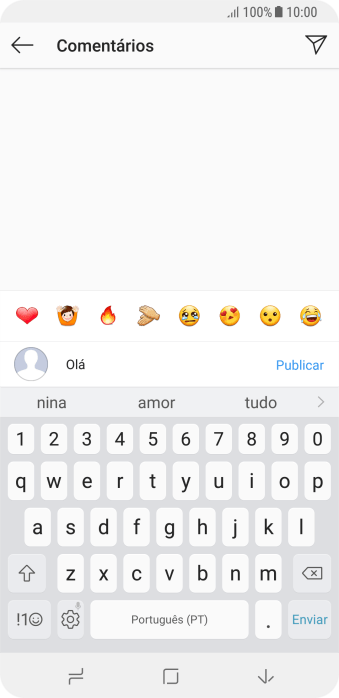 Digite o texto desejado, e pressione Publicar. Digite o texto desejado, e pressione Publicar.