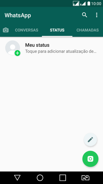 Pressione o ícone de atualização de status. Pressione o ícone de atualização de status.