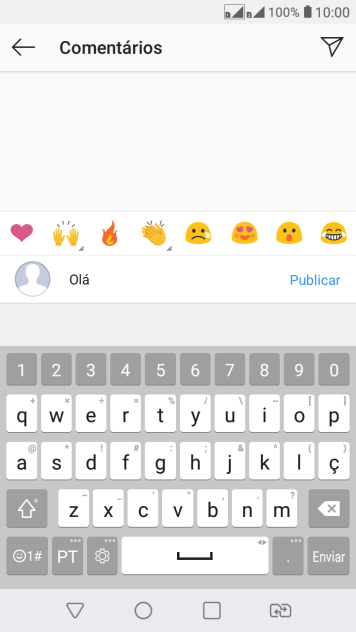 Digite o texto, e pressione Publicar. Digite o texto, e pressione Publicar.