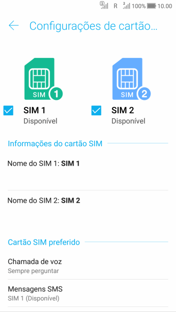 Pressione o chip desejado para ativar ou desativar o chip. Pressione o chip desejado para ativar ou desativar o chip.