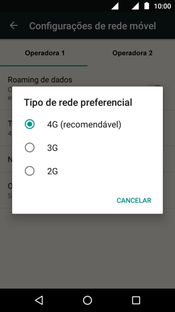 Pressione o tipo de rede. Pressione o tipo de rede.
