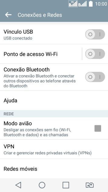 Pressione Redes móveis. Pressione Redes móveis.