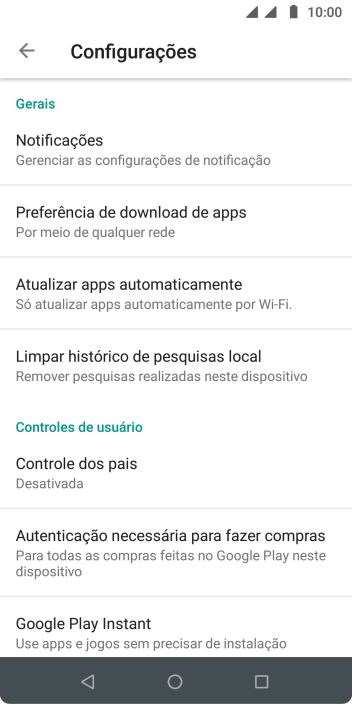 Pressione Atualizar apps automaticamente. Pressione Atualizar apps automaticamente.