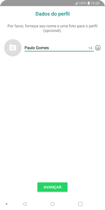 Digite o nome do usuário, e pressione AVANÇAR. Digite o nome do usuário, e pressione AVANÇAR.