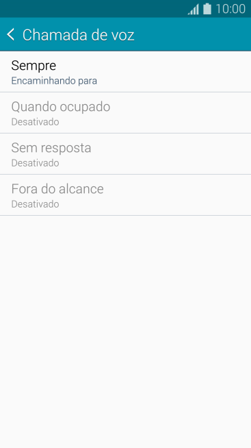 Pressione o tipo de encaminhamento desejado. Pressione o tipo de encaminhamento desejado.