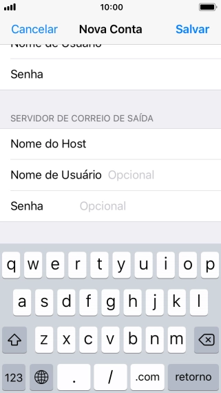 Pressione Nome de Usuário, e digite o nome de usuário da sua conta e-mail. Pressione Nome de Usuário, e digite o nome de usuário da sua conta e-mail.