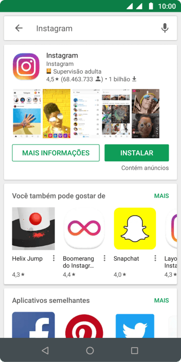 Pressione Instagram. Pressione Instagram.