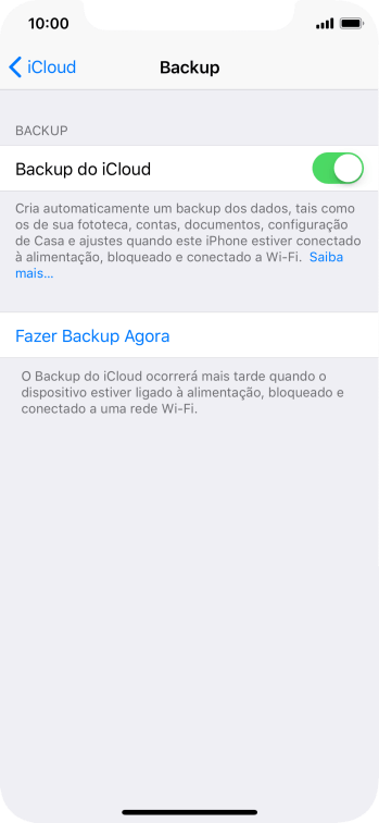 Pressione Fazer Backup Agora, e aguarde enquanto é feita uma cópia de segurança do conteúdo da memória do celular. Pressione Fazer Backup Agora, e aguarde enquanto é feita uma cópia de segurança do conteúdo da memória do celular.