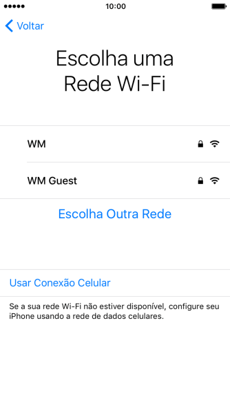 Pressione a rede Wi-Fi desejada. Pressione a rede Wi-Fi desejada.