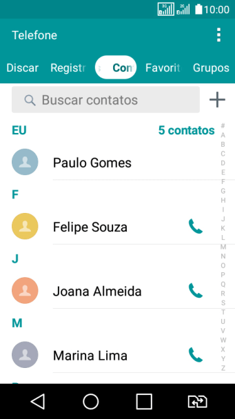 Pressione o ícone de novo contato. Pressione o ícone de novo contato.
