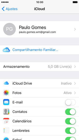 Pressione iCloud Drive. Pressione iCloud Drive.