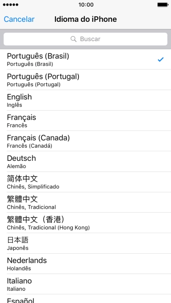 Pressione o idioma desejado. Pressione o idioma desejado.