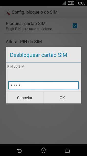 Digite sua senha de bloqueio, e pressione OK. Digite sua senha de bloqueio, e pressione OK.