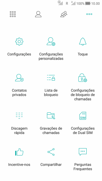 Pressione Configurações. Pressione Configurações.
