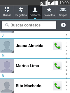 Pressione o ícone de novo contato. Pressione o ícone de novo contato.
