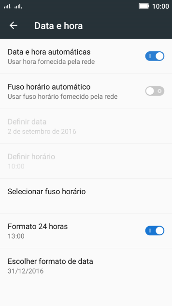 Pressione Fuso horário automático para ativar a função. Pressione Fuso horário automático para ativar a função.