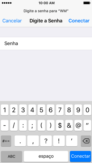 Pressione Senha, e digite a senha da sua rede Wi-Fi. Pressione Senha, e digite a senha da sua rede Wi-Fi.