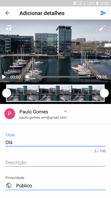 Escreva o texto desejado, e pressione o ícone de upload. Escreva o texto desejado, e pressione o ícone de upload.