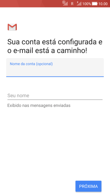Pressione Seu nome, e digite o nome de remetente desejado. Pressione Seu nome, e digite o nome de remetente desejado.