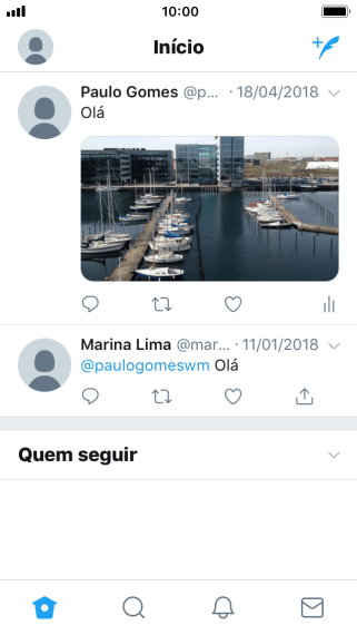Pressione o ícone de novo tweet. Pressione o ícone de novo tweet.