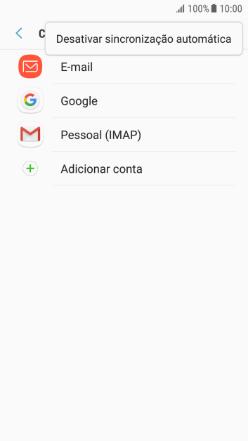Pressione Desativar sincronização automática. Pressione Desativar sincronização automática.