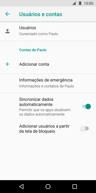 Pressione Adicionar conta. Pressione Adicionar conta.