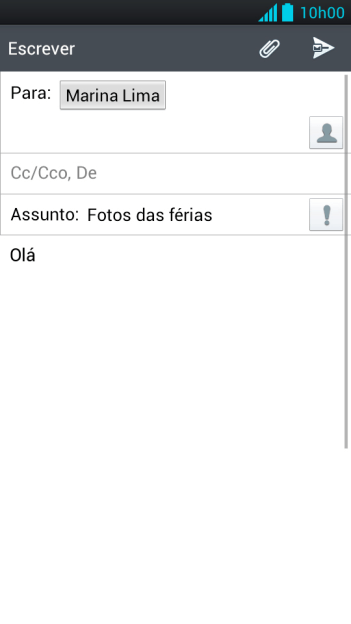 Pressione o ícone de anexo. Pressione o ícone de anexo.