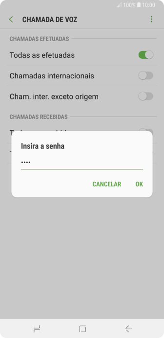 Digite sua senha de bloqueio, e pressione OK. Digite sua senha de bloqueio, e pressione OK.