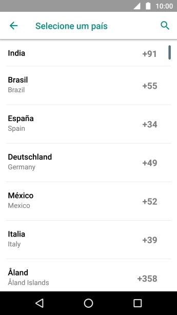 Pressione o país desejado. Pressione o país desejado.