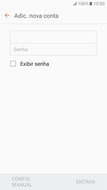 Pressione Senha e digite a senha da sua conta e-mail. Pressione Senha e digite a senha da sua conta e-mail.