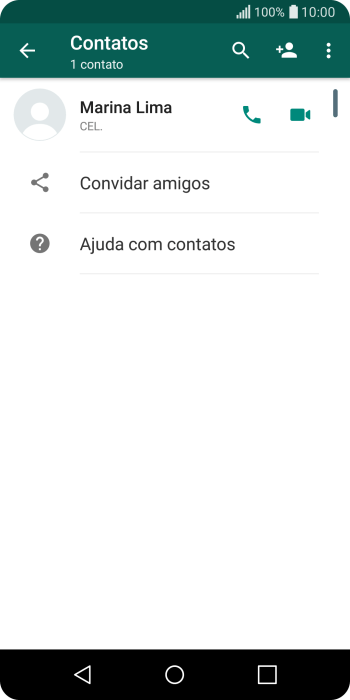 Pressione o ícone de busca, e digite as primeiras letras do nome do contato. Pressione o ícone de busca, e digite as primeiras letras do nome do contato.