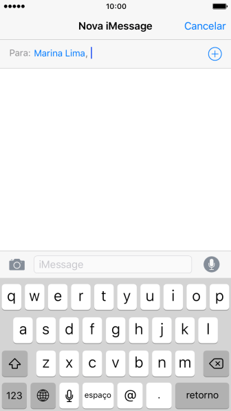 Se o destinatário puder receber iMessages, o texto iMessage irá aparecer no campo de escrever. Se o destinatário puder receber iMessages, o texto iMessage irá aparecer no campo de escrever.
