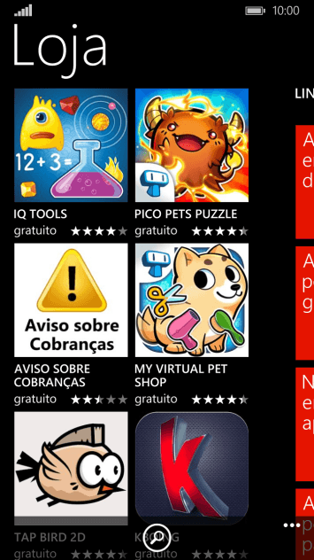 Pressione o ícone de busca. Pressione o ícone de busca.