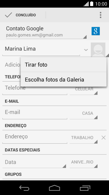 Pressione Escolha fotos da Galeria. Pressione Escolha fotos da Galeria.