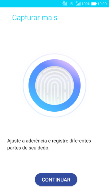 Siga as instruções na tela para configurar o código de bloqueio do celular com impressão digital. Siga as instruções na tela para configurar o código de bloqueio do celular com impressão digital.