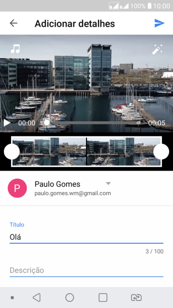 Escreva o texto desejado, e pressione o ícone de upload. Escreva o texto desejado, e pressione o ícone de upload.