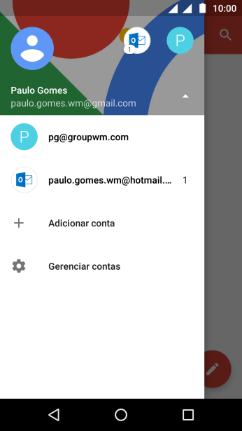 Pressione a conta de e-mail desejada. Pressione a conta de e-mail desejada.