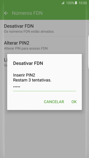 Digite o código PIN2, e pressione OK. Digite o código PIN2, e pressione OK.