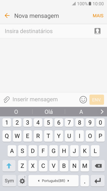 Abra uma nota, mensagem ou e-mail, para que o teclado fique visível na tela, e o celular pronto para a digitação. Abra uma nota, mensagem ou e-mail, para que o teclado fique visível na tela, e o celular pronto para a digitação.