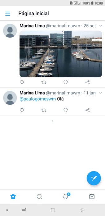Pressione o ícone de novo tweet. Pressione o ícone de novo tweet.