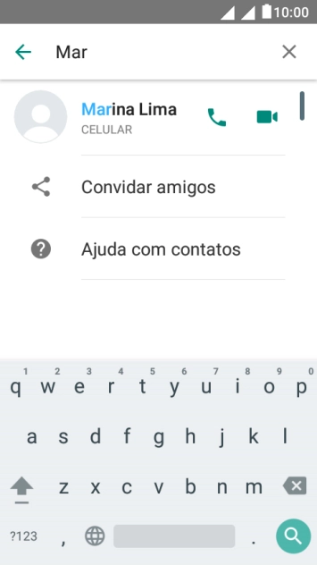 Pressione o ícone de chamada de voz para realizar uma chamada de voz para o contato. Pressione o ícone de chamada de voz para realizar uma chamada de voz para o contato.