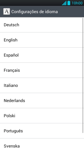 Pressione o idioma desejado. Pressione o idioma desejado.