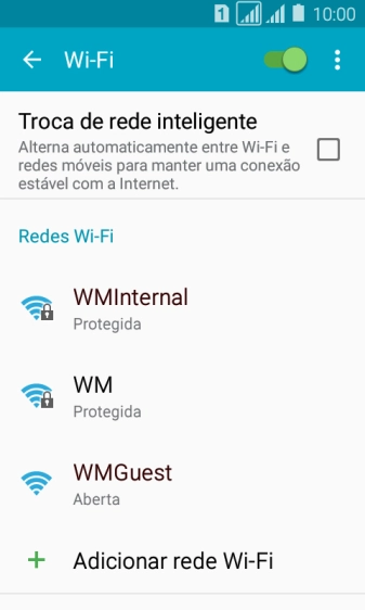 Pressione a rede Wi-Fi desejada. Pressione a rede Wi-Fi desejada.